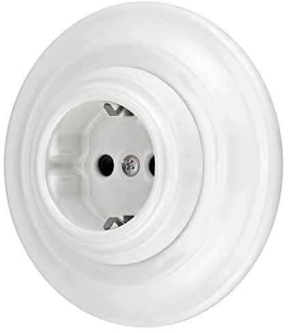 ADAKAT Prise de courant rétro UP en porcelaine - tout-en-un - Série PR1 - Blanc