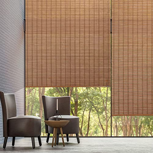 kefu01 Natürliche Atmungsaktive Bambusrollo,Lichtfilternde Rollo Bambus,Bambus Jalousien,Bambus-Rollo,Bambusmatte,mit 70% UV-Schutz,für Büro-Tea-Room-Trennwand,Anpassbar (W60xH150cm/24 x59)