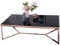 möbelando Design Couchtisch Glasplatte Schwarz/Gestell Kupfer 120 x 60 x 40 cm | Wohnzimmertisch verspiegelt Sofatisch modern | Glastisch Kaffeetisch eckig Loungetisch