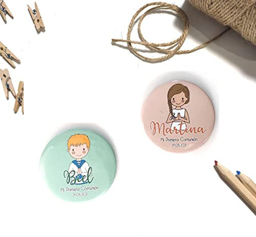 Pack chapas Personalizadas | Detalles y Recuerdos de Comuniones para Invitados Originales | Lulamuk