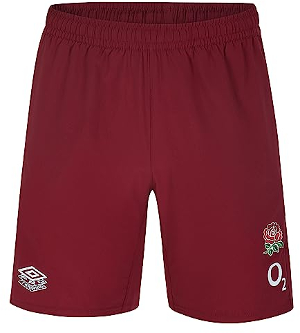 Umbro Mens England Rugby Gym Shorts 2023 2024 Adults Bottoms Tibetan Red XL