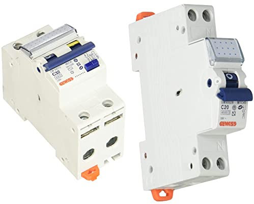 Gewiss - Interruttore Magnetotermico Differenziale Compatto - Mdc 45-1P+N Curva C 32A Tipo AC Idn=0,03A - 2 Moduli & GW90028 Interruttore Magnetotermico 1P+N 20A 4,5KA, Automatico, Multicolore
