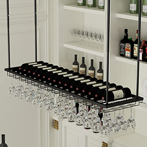 Deckenregal Hängend Küche Bar Weinregale Weinkelch Stemware Glas Rack Deckenmontage Lagerregal für Champagner-Stemware-Gläser Metall Weinflaschenhalter Hängender Weinglashalter, für Unterschrank Kitch
