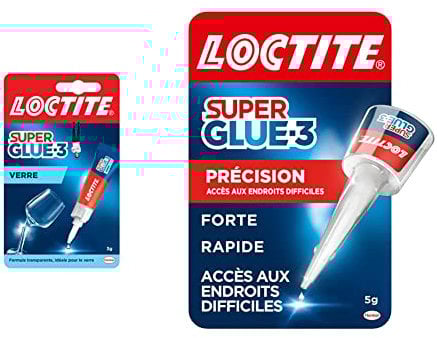Loctite Super Glue-3 Spécial verre, colle forte pour des collages verre sur verre, colle liquide résistante à l'eau, 3 g & Super Glue-3 Précision, colle transparente à séchage rapide, flacon 5 g
