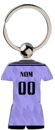 Porte Clé Football Réal Madrid Maillot Extérieur 2022 2023 Personnalisable Argent