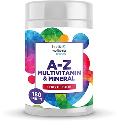 A-Z Multivitamin and Minerals 180 Tablets, Vitamins for Men's and Women's, 23 High Strength Vitamins and Minerals Including Iron, Zinc Vitamin C and More (180)