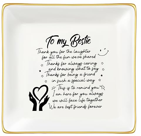 JoycuFF Bestie Best Friends Geschenk Frauen Keramik Ring Schale dekoratives Tablett Einzigartiges Geschenk für Bestie, Soul Sister, BFF, Geburtstagsgeschenkideen für beste Freundin, Freundschaft,