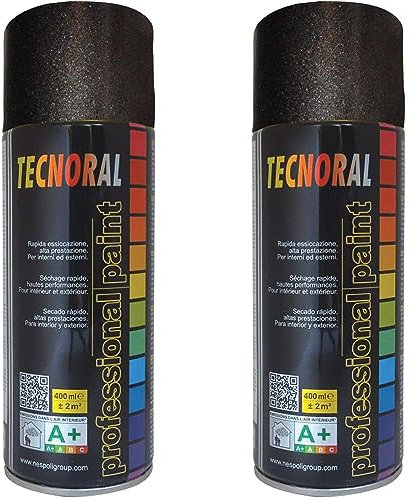 NESPOLI Bombe de peinture aérosol Noir Brillant (Lot de 2)