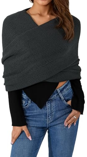Edhomenn Wool Scarf for Women Knitting Wrap Sweater Multi-Use Solid Color Y2k Autumn Winter Scarf with Long Sleeves
