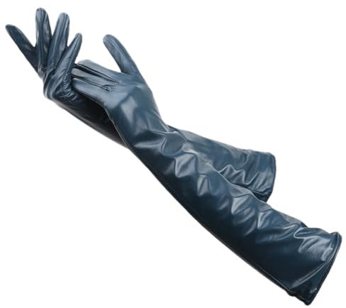 HEAITHpool 50 cm Lange Lederhandschuhe Damen Lederhandschuhe Warme Damen Winterhandschuhe Einfache Damenhandschuhe Sea blue M