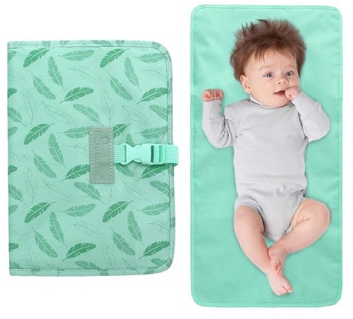amo nenes Baby Windeltasche mit Wickelunterlage Kleine Wickeltasche für Unterwegs Faltbare Wickelunterlage Tragbare Windel Organizer Windeltasche mit Reißverschluss, Grün