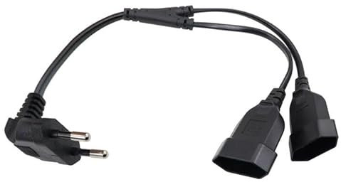 RIIEYOCA Cavo di prolunga 2 in 1, spina europea ad angolo retto di tipo C su doppia presa di tipo C, max. 2,5 A/250 V, 0,75 mm², per PC computer, TV, elettrodomestici, nero