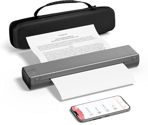 PhoFuta M08F Mobiler Drucker für Unterwegs Thermodrucker A4, Bluetooth Tragbarer Drucker - Tattoo Drucker, Mit 10 Blatt Thermopapier A4, kompatibel mit Handy und Laptop, mit 1 Aufbewahrungsbox