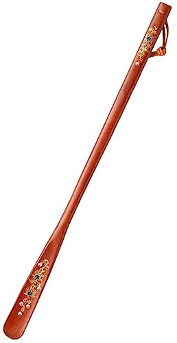 Calzador de madera maciza con mango largo, calzador para viajes de mujeres, cuchara para zapatos de maternidad con cordón de cuero, práctico elevador de zapatos de viaje de tamaño pequeño, para pers