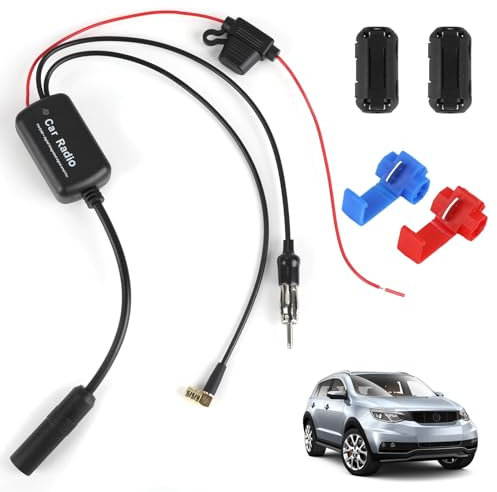 Splitter Amplificatore Antenna DAB+ per Autoradio - Adattatore Radio Digitale FM/DAB, Connettore SMB a DIN, Amplificatore Segnale Auto - Compatibile con Sony, Pioneer, JVC, Kenwood, Blaupunkt, Alpine