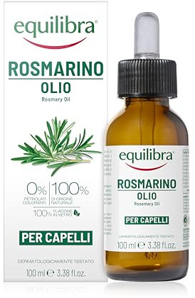 Equilibra, Olio di Rosmarino per Capelli, 100 ml, con Olio di Rosmarino, Olio di Mandorle e Olio di Ricino, Rinforza Cuoio Capelluto e Capelli, Dermatologicamente Testato, Adatto a Pelli Sensibili