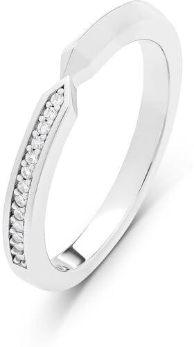 JETTE Damen-Damenring 925er Silber, recycelt 13 Zirkonia
