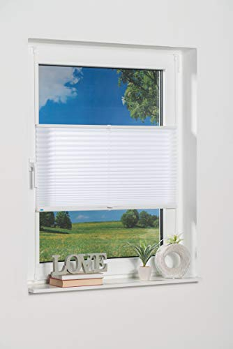 K-Home Klemmfix-Plissee Weiß 125 x 130 cm (B x L) Lichtschutz +++ Moderne Crushed Optik +++