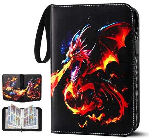 Sammelkarten Album 4 Fächer,50 Seiten 400 Karten Kapazität Sammelalbum Karten, Sammelheft Ordner Buch Mappe für Spielkarten,Sportkarten,Yugioh, Als Geschenk Karten Heft Für Jungen Mädchen Sammler