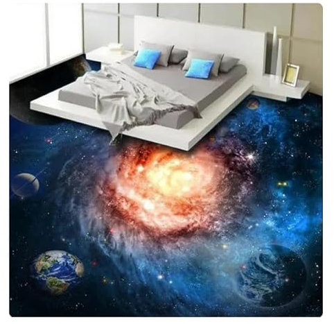 vsdhlsidgl Benutzerdefinierte PVC 3D Boden Wandbilder Schöne Sternenhimmel Universum Galaxy Vortex 3D Fliesen Boden Malerei Selbstklebende Wasserdichte Tapete * 350cmx256cm (137.8x100.8inch)