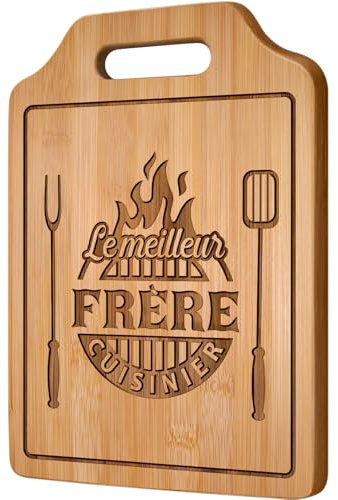 Giftasy Cadeau Frere, Planche à Découper en Bambou Gravée, Cadeau Frere Anniversaire, Cadeau pour Mon Frère, Idee Cadeau Homme