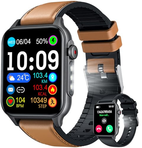 Montre Connectée Homme Sport Smartwatch: Repondre Appel 1.96 Étanche Écran Tactile Bracelet Connectee avec LED Lampe Moniteur de Sommeil Fréquence Cardiaque Podomètre Fitness Tracker pour Android iOS