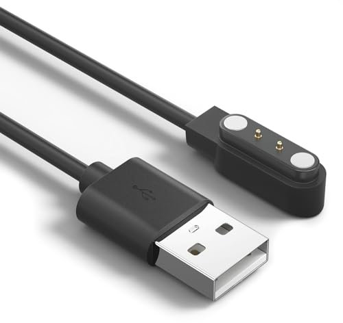 Oumida Ladekabel für AGPTEK LW11, Ticwatch GTX, YAMAY SW022 Ladegerät, USB Charger Cable Dock Kabel für Xiaomi Haylou Solar LS05 - (4mm Abstand von 2 Ladestiften) (Schwarz)