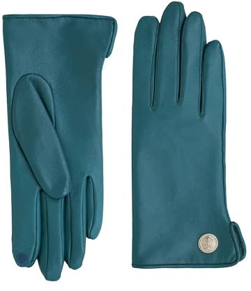 GLOVE STORY Lammlederhandschuhe für Damen mit 100% Seidenfutter und Ankerknopf – Elegantes, weiches und komfortables Material – Warme Winterhandschuhe für Damen – Handgefertigt (Crystal Teal 7)