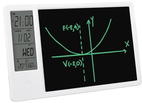 Elektronischer Kalender, Digitaler Planer mit Notizblock, 9,5 Zoll LCD Schreibtafel mit Stift, Desktop Kalender mit Anzeige von Uhrzeit, Tag, Temperatur und Luftfeuchtigkeit