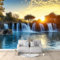Papier Peint Mural Chambre Paysage De Cascade Au Coucher Du Soleil 250x175 cm Poster Geant Mural 3D Tableaux Muraux Tapisserie Photo, Salon Chambre d'enfants Mur de Fond Papier Peint Panoramique