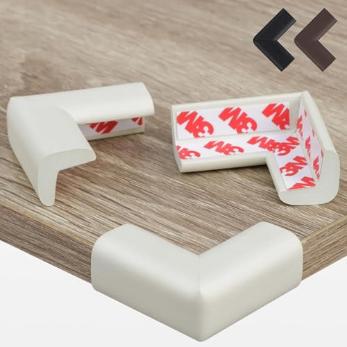 12 PCS Baby Proofing Corner Guards,Safety Pre-Taped Rubber Foam Furniture Bumper for Fireplace,Soft Rubber Foam Cushion Covers, Baby Child Proofing Pads, Table Corner Protectors(White)