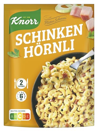 Knorr Hüttenschmaus Pastagericht Schinken Hörnli 2 Portionen | leckere Pasta fertig in 6 Minuten