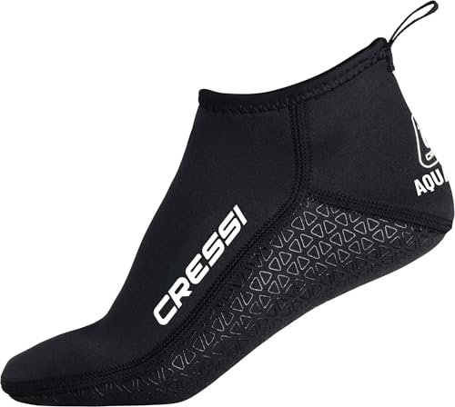 CRESSI Aqua Grip Neoprene Socks 3mm M - Bottillons Unisex en Néoprène Double Doublure Noir 3 mm avec Semelle Antidérapante, Idéaux pour les Activités Aquatiques et de Surface, M (40/41)