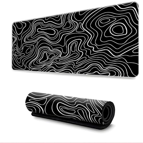 Surwin Gaming Mouse Pad, Washable Large Mouse Pad HD Printing Gaming Mouse Mat with Anti-Slip Base, Desk Mat Long Gaming Mat for Keyboard Computer Laptop Office Home Work (300x800mm,Black 2)