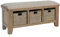 Home Source Assembled Oak Hallway Shoe Storage Bench, 3 Wicker Basket Drawers, Wool Cushioned Padded Seat