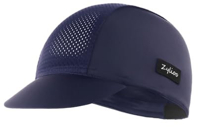 Zylioo S/M/L/XL/XXL Casquette de cyclisme avec visière pour homme et femme, chapeau de vélo de protection solaire sous le casque, doublure de casque d'été, Visière bleu marine, XL-3XL