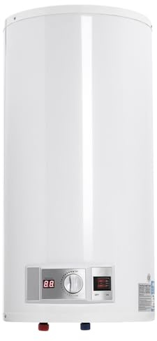 LENJKYYO 80L Warmwasserboiler Elektrospeicher Warmwasserspeicher 2000W Elektroboiler Durchlauferhitzer Boiler 25-75 ℃ Elektroboiler mit Handbrause für Küche Badezimmer (Weiß, 80 L)