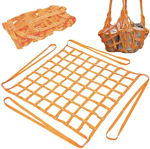 2pack Cargo Hoisting Nets 1Mx1M Safety Hoisting Net 300KG Load Capacity Cargo Hanging Net Flat Nylon Cargo Hoisting Straps for Rigging & Moving