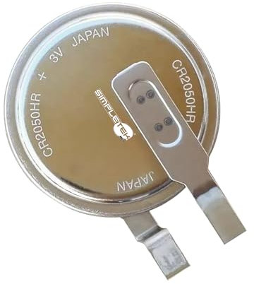 SIMPLETEK - Batteria a Bottone CR2050 CR2050HR BR2050 LM2050 2050 3V Pila al Litio con Connettori da Saldare Contatti Piatti Non Ricaricabile (1 pezzo)