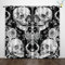 ZZTBQ Totenkopf Kurz Gardinen Blickdicht Gothic Skull 3D Blumen2er Set H 100 x B 90 cm Ösenvorhang Vorhang Verdunkelungsvorhang Totenkopf Weiß mit Ösen Thermovorhang