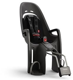 Hamax Zenith Rahmenmontierter Fahrradkindersitz – Grau mit schwarzer Polsterung, Verstellbarer 3-Punkt-Gurt, Stoßdämpfung, für Kinder ab 9 Monaten, max. 22 kg