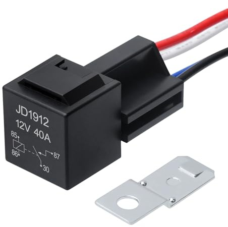 APIELE Relais 12V 40A Voiture Relais 4 Pin SPST Étanche Disjoncteur pour Installation Électrique Disjoncteur Automatique Surcharge avec 12AWG Faisceau de Câbles et pour Camions Bateaux Automobiles