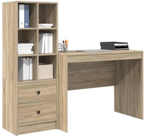 vidaXL Schreibtisch Sonoma-Eiche 145.5 x 50 x 127 cm 2 STK. | Genug Platz, um alles ordentlich zu halten, Robuste Oberfläche für eine lange Nutzung, Perfekt für kleine Räume