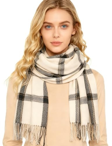 Dazzroi Fashion Winter Scarf for Women, Plaid Warm Blanket Stoles with Bag, Soft Oversized Fringe Scarf, Checked Blanket, Fashion Oversized Stoles for Autumn Winter