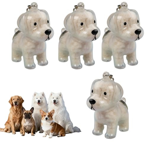 Rieoany 4 Stück Schlüsselanhänger für Tierhaare, DIY Hundehaarsammler Schlüsselanhänger, Andenken Hund, Schlüsselanhänger Hundehaare, Anhänger für Taschen, Kreatives Gedenkgeschenk für Tierliebhaber