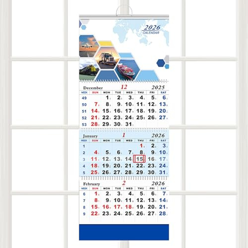 Wandkalender 2026 – 3 Monate vertikaler vierteljährlicher Organizer, Heimbüro-Planungstafel, Urlaubs-Veranstaltung, Arbeit, Studium, Zeitplan, Erinnerung, Multi-Raum-Dekoration, vertikaler Kalender