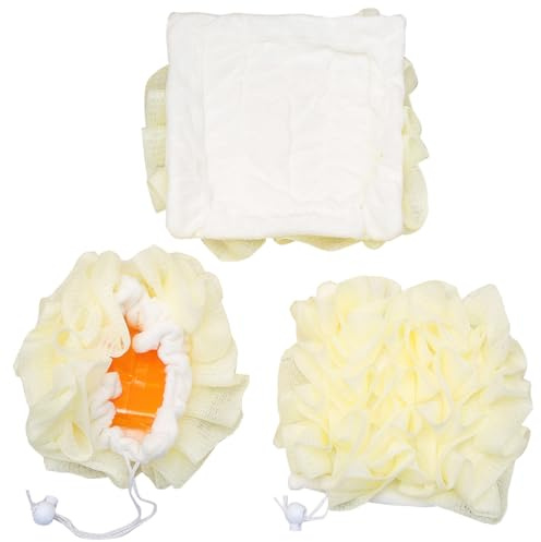 3 Piezas Esponja de Jabón de Baño 2 en 1, Esponja de Lufa Envuelta con Cordón, Loofah de Ducha para Mujeres y Hombres, Esponja de Lufa Exfoliante Grande para Exfoliar, Limpiar Y Calmar La Piel