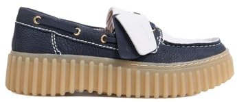 Clarks Damen - Schnürschuhe Torhill Boat in blau Rauleder