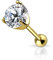 Autiga® Ohr Piercing 14 Karat 585 Echtgold Zirkonia Stecker Tragus Helix Cartilage Barbell Kristalle Gold Kugel Ø 4 mm