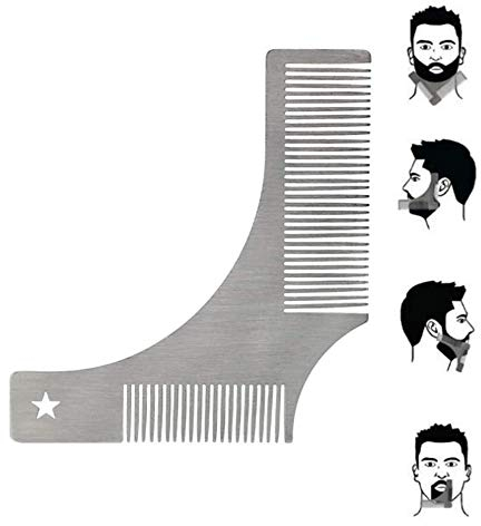 Qplcdg Edelstahl Bart Schablone,Kamm rasieren-Bartschablone Bartvorlage Styling -schnelle und perfekte Rasur